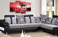 LR Sunset Landscape Canvas Art Picture Red Brown Grey Abstract Lake Floral Home Split Panel Print
