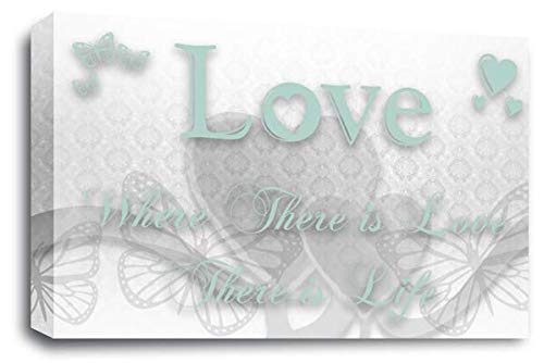 LR Love Quote Wall Art Canvas Duck Egg White Framed Home Family Picture Print Ready to Hang
