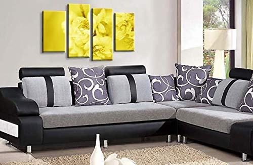 LR Floral Wall Art Print Yellow Cream Rose Flower Framed Split Panel Canvas Picture Ready to Hang