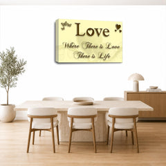 LR Love Quote Wall Art Picture – Cream & Brown Framed Canvas Print | Ready to Hang | Modern Wall Art for Living Room, Bedroom & Office