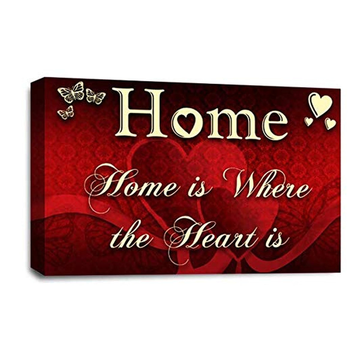 LR Home Love Quote Wall Art Picture – Red & Cream Framed Canvas Print | Ready to Hang | Modern Wall Art for Living Room, Bedroom & Office