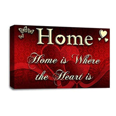 LR Home Love Quote Wall Art Picture – Red & Cream Framed Canvas Print | Ready to Hang | Modern Wall Art for Living Room, Bedroom & Office