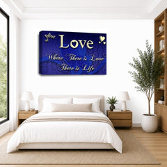 LR Love Quote Wall Art Picture – Blue & Cream Framed Canvas Print | Ready to Hang | Modern Wall Art for Living Room, Bedroom & Office