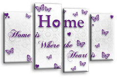 LR Love Quote Home Wall Art Picture Purple White Family Framed Split Panel Print Ready to Hang