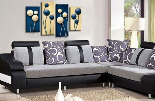 LR Floral Canvas Wall Art Print Blue Cream Abstract Rose Flower Love Framed Split Panel Picture