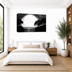 LR Abstract Landscape Wall Art Picture – Grey, Black & White Seascape Framed Canvas Print | Ready to Hang | Modern Wall Art for Living Room, Bedroom & Office