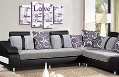 LR Love Wall Art Print Purple White Family Quote Framed Split Panel Picture Ready to Hang