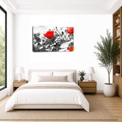 LR Floral Flower Poppy Wall Art Picture – Yellow & White Framed Canvas Print | Ready to Hang | Modern Wall Art for Living Room, Bedroom & Office