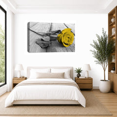LR Floral Wall Art Picture – Grey, White & Mustard Framed Canvas Print | Ready to Hang | Modern Wall Art for Living Room, Bedroom & Office