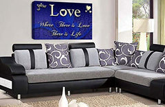 LR Love Quote Wall Art Canvas Blue Cream Framed Home Family Picture Print Ready to Hang