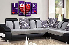 LR Love Wall Art Print Red Heart Quote Purple Framed Split Panel Canvas Picture Ready to Hang