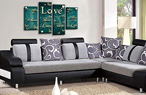 LR Love Quote Wall Art Picture Teal Cream Family Framed Split Panel Print Ready to Hang