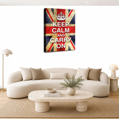 LR Keep Calm Wall Art Picture – Red, Blue & White Typography Framed Canvas Print | Ready to Hang | Modern Wall Art for Living Room, Bedroom & Office