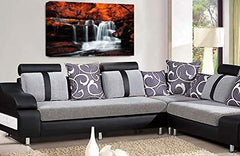 LR Orange Waterfall Canvas Art Picture Forest Landscape Grey White Home Wall Canvas Panel Print