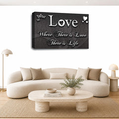 LR Love Quote Wall Art Picture – Grey & White Framed Canvas Print | Ready to Hang | Modern Wall Art for Living Room, Bedroom & Office
