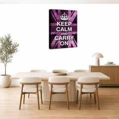 LR Keep Calm Wall Art Picture – Purple & Grey Typography Framed Canvas Print | Ready to Hang | Modern Wall Art for Living Room, Bedroom & Office