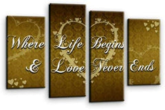 LR Love Quote Wall Art Picture Brown Cream Heart Life Home Framed Split Panel Print Ready to Hang