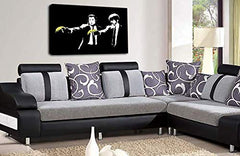 LR Banksy Pulp Fiction Art Print Black Yellow Bananas Framed Canvas Wall Picture Ready to Hang
