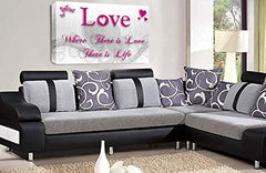 LR Love Quote Wall Art Picture – Pink & White Framed Canvas Print | Ready to Hang | Modern Wall Art for Living Room, Bedroom & Office