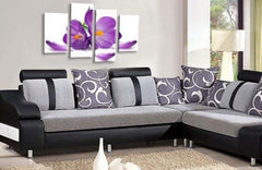 LR Floral Rose Wall Art Purple White Picture Orchid Flower Framed Canvas Split Print Ready to Hang