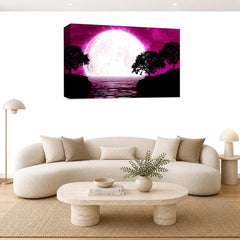 LR Abstract Landscape Wall Art Picture – Purple, Black & White Seascape Framed Canvas Print | Ready to Hang | Modern Wall Art for Living Room, Bedroom & Office