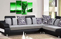 LR Elephant Sunset Wall Art Picture Green Grey Animal Africa Framed Split Canvas Print Ready to Hang