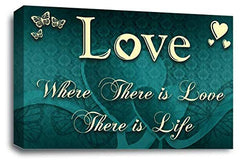 LR Love Quote Wall Art Canvas Teal Cream Framed Home Family Picture Print Ready to Hang