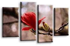 LR Floral Rose Wall Art Picture Red Grey Flower Love Framed Canvas Split Panel Print Ready to Hang