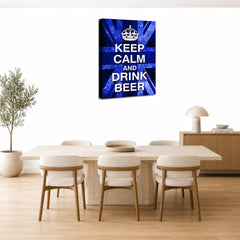 LR Keep Calm Wall Art Picture – Blue & White Typography Framed Canvas Print | Ready to Hang | Modern Wall Art for Living Room, Bedroom & Office