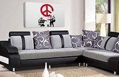 LR Banksy Soldier Art Print Grey White CND Graffiti Framed Canvas Wall Picture Ready to Hang
