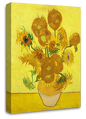 LR Sunflowers Wall Art Picture Van Gogh Print Framed Reproduction Canvas Ready to Hang