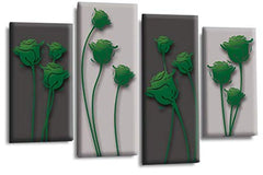 LR Green Floral Rose Wall Art Picture Grey Abstract Flower Love Framed Split Panel Print Ready to Hang