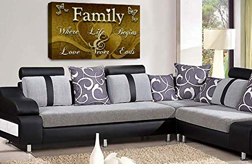 LR Family Love Quote Wall Art Picture Brown Cream Framed Canvas Home Panel Print Ready to Hang