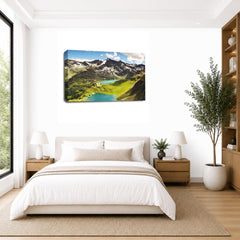 LR Landscape Lake Wall Art Picture – Mountain Framed Canvas Print | Ready to Hang | Modern Wall Art for Living Room, Bedroom & Office