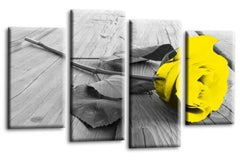LR Floral Yellow Rose Canvas Art Picture White Grey Flower Love Home Split Wall Panel Print