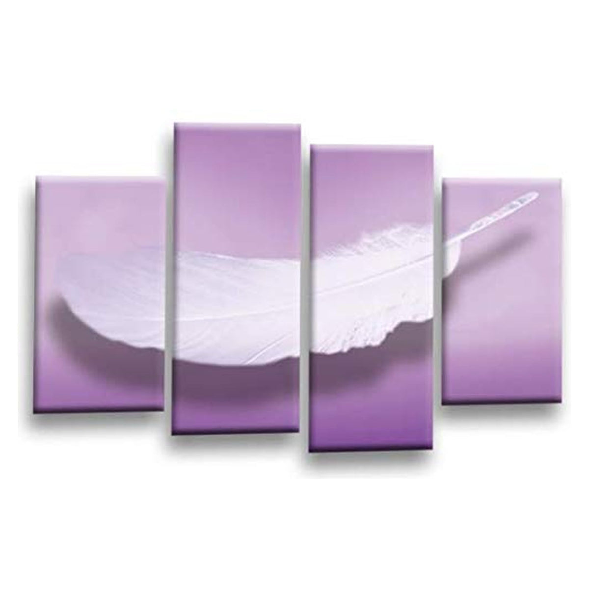 LR Abstract Wall Art Picture – Purple & Grey Floral Framed 4 Panel Split Canvas Print | Ready to Hang | Modern Wall Art for Living Room, Bedroom & Office