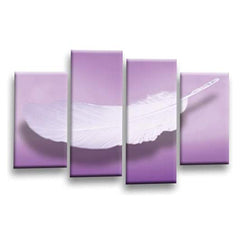 LR Abstract Wall Art Picture – Purple & Grey Floral Framed 4 Panel Split Canvas Print | Ready to Hang | Modern Wall Art for Living Room, Bedroom & Office