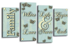 LR Family Wall Art Print Duck Egg Cream Love Quote Framed Split Panel Picture Ready to Hang