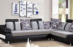 LR Love Quote Home Wall Art Picture – Blue & White Framed 4 Panel Split Canvas Print | Ready to Hang | Modern Wall Art for Living Room, Bedroom & Office