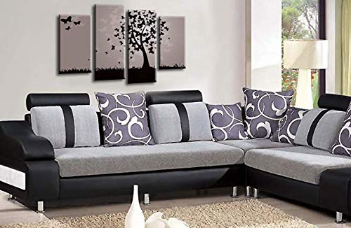 LR Floral Abstract Wall Art Picture Grey Black Butterfly Tree Flower Love Framed Split Print Ready to Hang