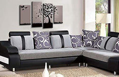 LR Floral Abstract Wall Art Picture Grey Black Butterfly Tree Flower Love Framed Split Print Ready to Hang