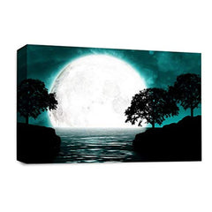 LR Abstract Landscape Wall Art Picture – Teal, Black & White Seascape Framed Canvas Print | Ready to Hang | Modern Wall Art for Living Room, Bedroom & Office