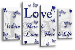 LR Love Quote Canvas Art Picture White Blue Grey Family Home Split Wall Panel Print