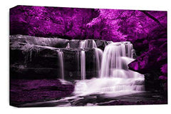 LR Purple Waterfall Canvas Wall Art Picture Forest Landscape Grey White Framed Print Ready to Hang