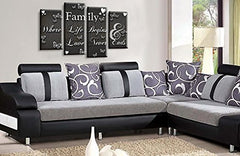 LR Family Love Quote Wall Art Picture – Grey & White Framed 4 Panel Split Canvas Print | Ready to Hang | Modern Wall Art for Living Room, Bedroom & Office
