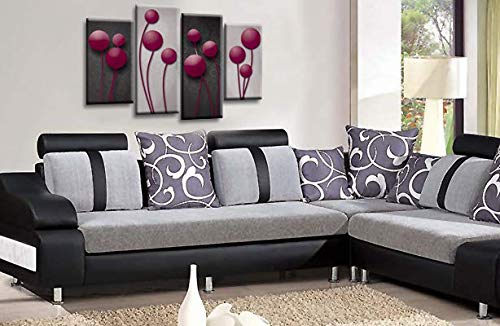 LR Purple Floral Rose Wall Art Picture Grey Abstract Flower Love Framed Split Panel Print Ready to Hang