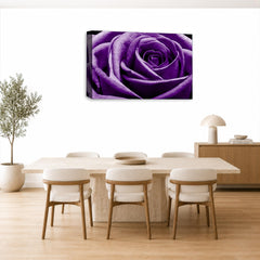 LR Floral Rose Wall Art Picture – Purple Framed Canvas Print | Ready to Hang | Modern Wall Art for Living Room, Bedroom & Office