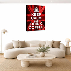 LR Keep Calm Wall Art Picture – Red & White Typography Framed Canvas Print | Ready to Hang | Modern Wall Art for Living Room, Bedroom & Office