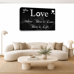 LR Love Wall Art Picture – Black & White Family Quote Framed Canvas Print | Ready to Hang | Modern Wall Art for Living Room, Bedroom & Office