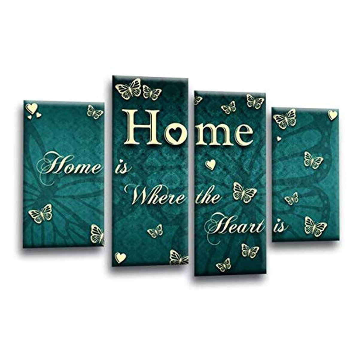 LR Love Quote Home Wall Art Picture – Teal & Cream Framed 4 Panel Split Canvas Print | Ready to Hang | Modern Wall Art for Living Room, Bedroom & Office